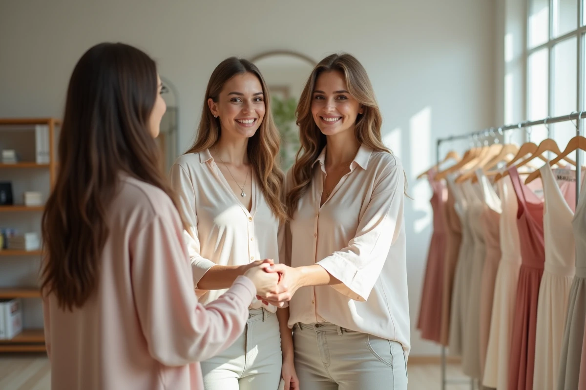 Femme souriante serrant la main d